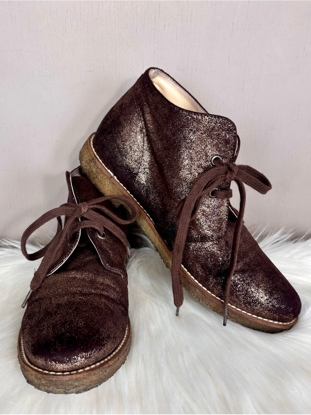 STELLA MCCARTNEY Metallic Lace-Up Desert Boots
